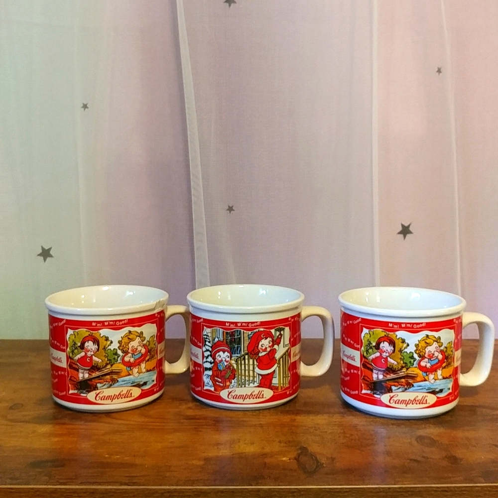 Vintage 1998 Campbell Soup Mugs Set of 3